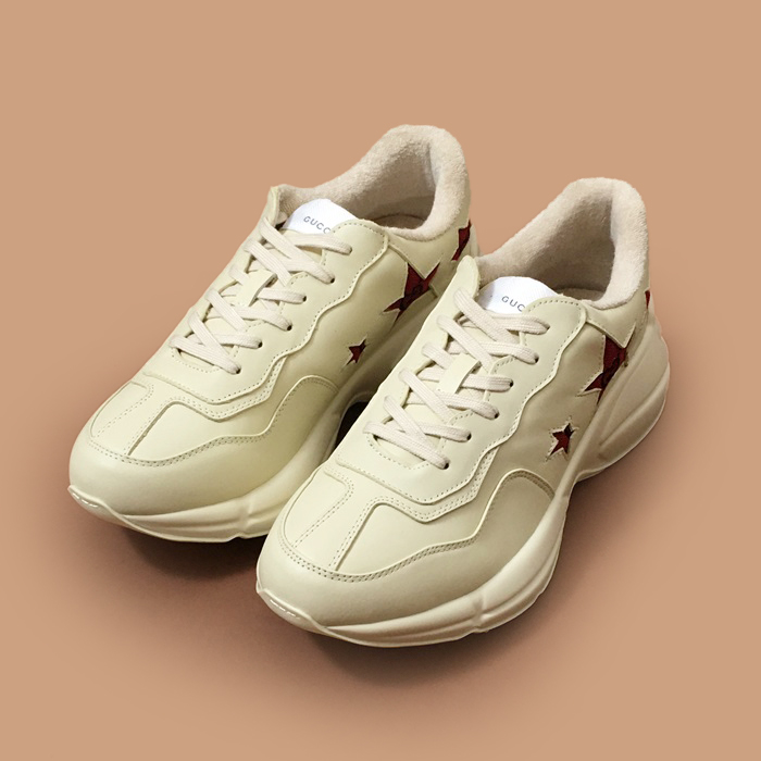  - グッチユニセックスレザースニーカーホワイト
