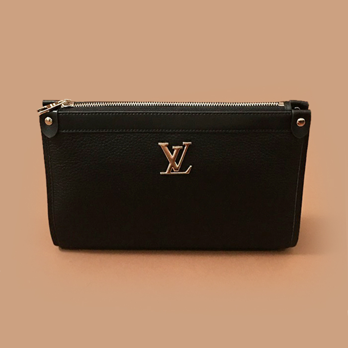  29cm,LOUB2425 - ルイヴィトンメンズレザークラッチバッグ,29cm,ブラック