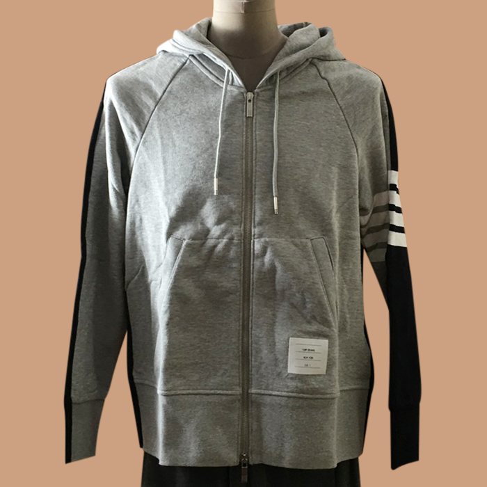 トムブラウン メンズ カジュアル グレー フーディーTシャツ - ThomBrowne Gray 