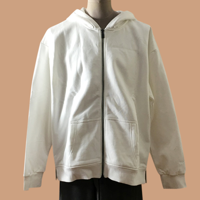 ディオール メンズ ベーシック ホワイト ジップアップ フーディーTシャツ -  White  - dio02157x