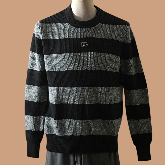 ディーアンドジー メンズ ブラック クルーネック ニット -  Knits - dol0358x