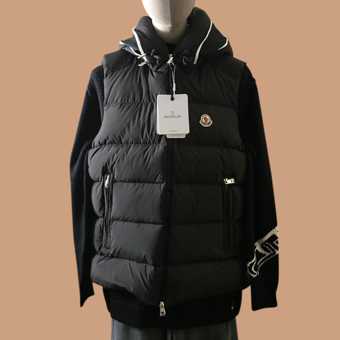 モンクレール メンズ ブラック ダウン ベスト - Best - moc02522x