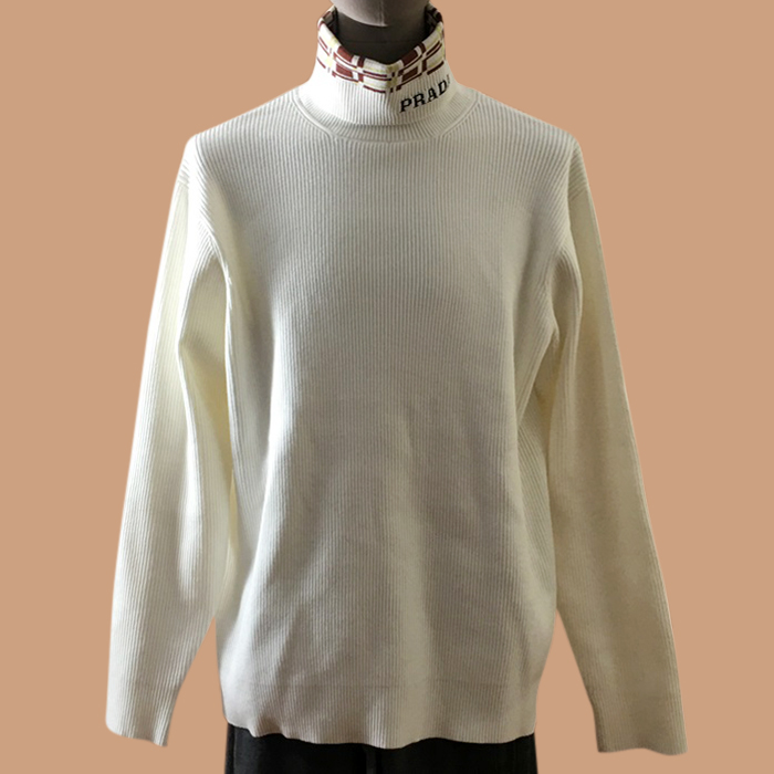 プラダ メンズ タートルネック ホワイト ニット - White Knits - pra02840x