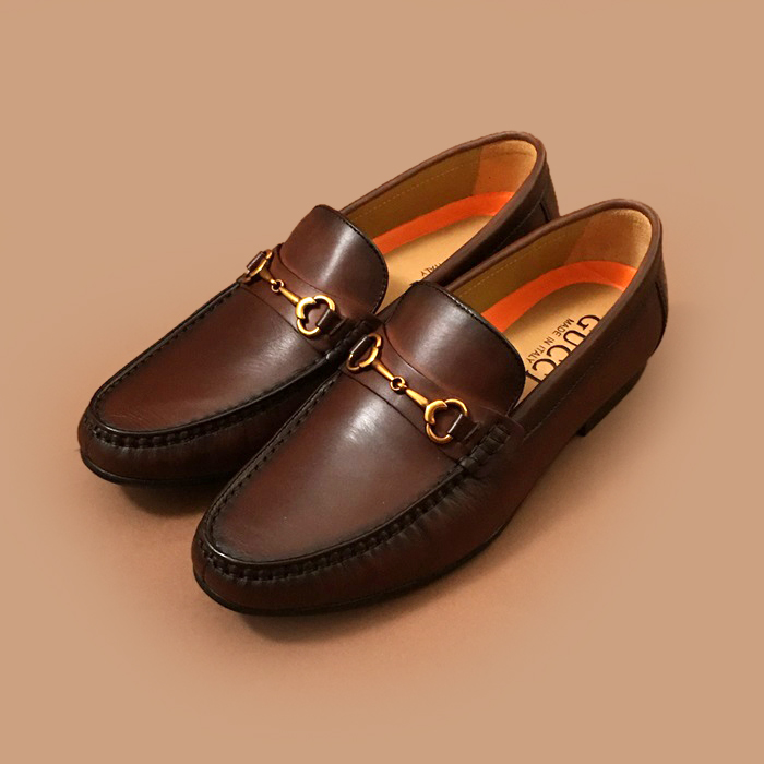グッチ メンズ イニシャル ブラウンローファー -Brown Loafer