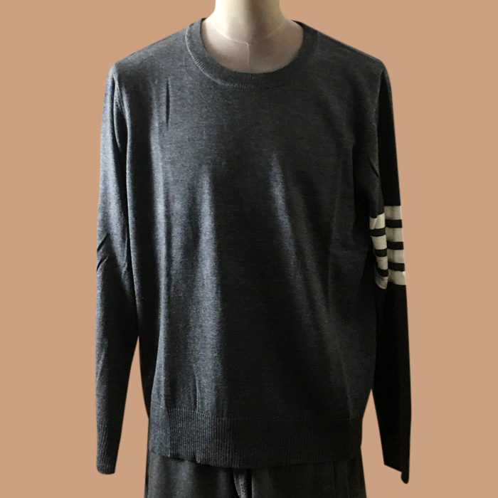 トムブラウン メンズ グレー タートルネック ニット - ThomBrowne Gray Knits