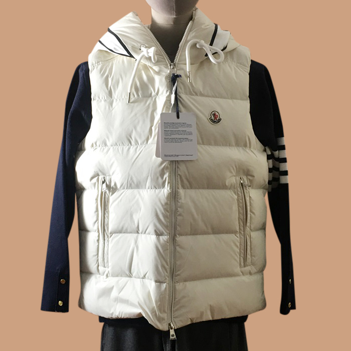 モンクレール メンズ ホワイト ダウン ベスト - White Best - moc02511x