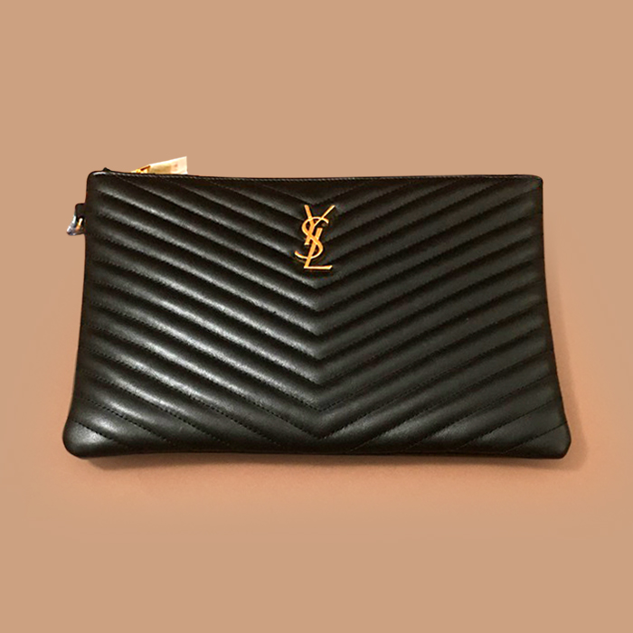  30CM - サンローラン レディース モノグラム マトラッセ クラッチバッグ  30CM,ブラック