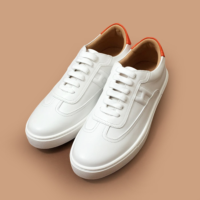 エルメス メンズ クラシック ホワイト スニーカー - White 