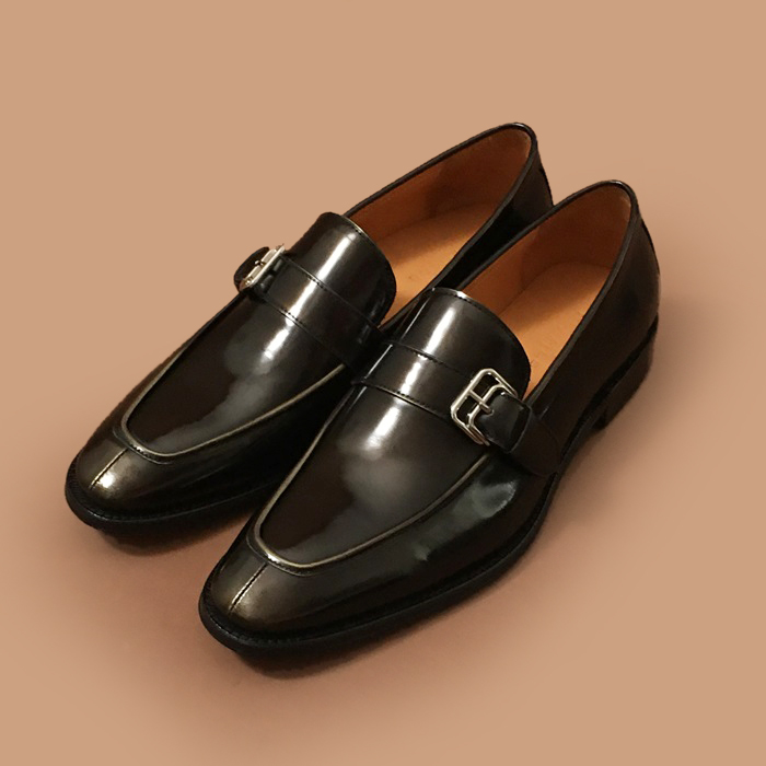  Loafer- エルメスメンズ レザーローファーブラック