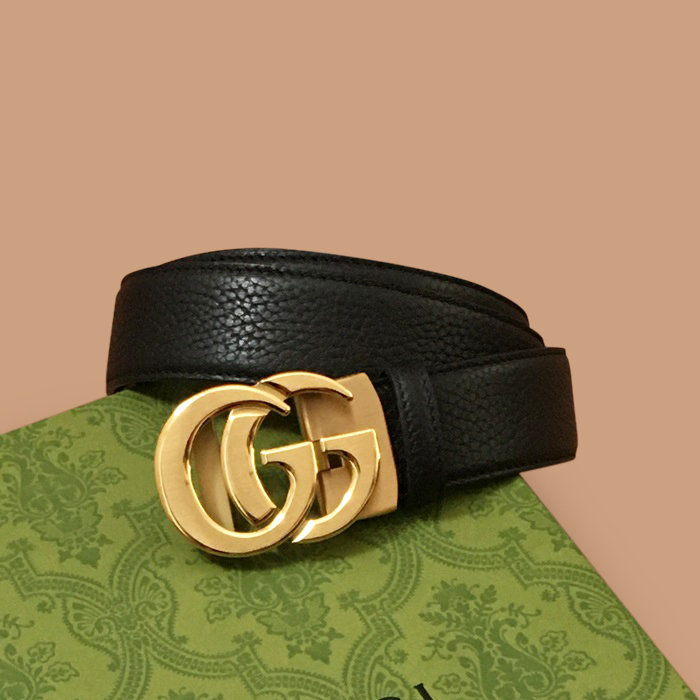  Belt,3.8cm- グッチメンズレザーベルト,3.8cm, ブラック
