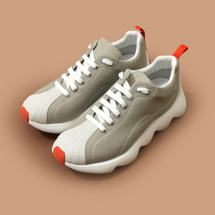 エルメス メンズ クラシック グレー スニーカー - Gray  - her0761x