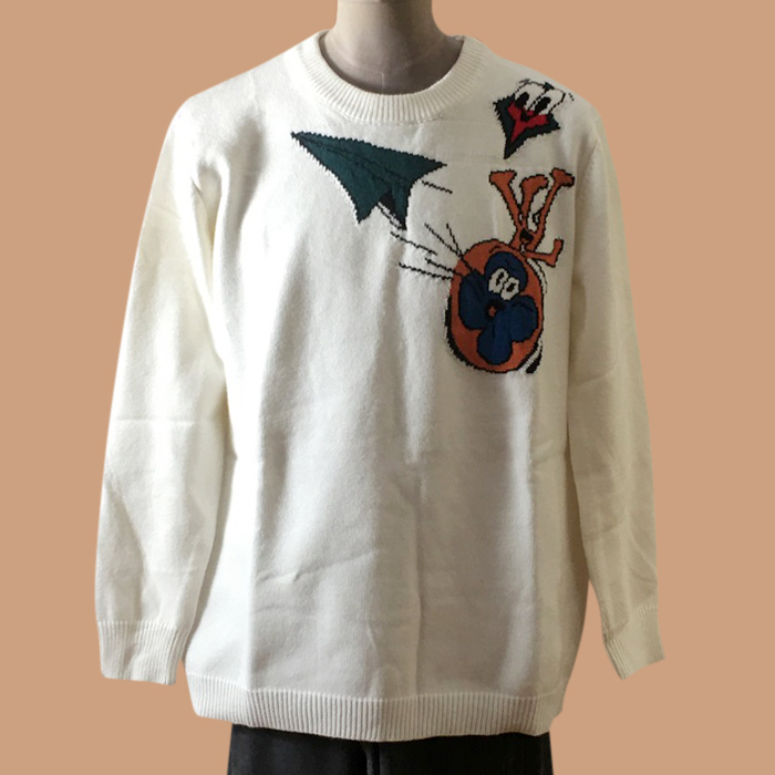 ルイヴィトン メンズ ホワイト クルーネック ニット -  White  - lou05350x