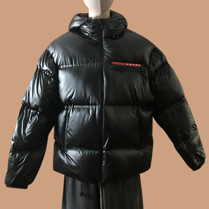 LogoGoose  - プラダメンズ LOGO カジュアル グースダウン パディング Pra02434x Size(m - 3xl) ブラック