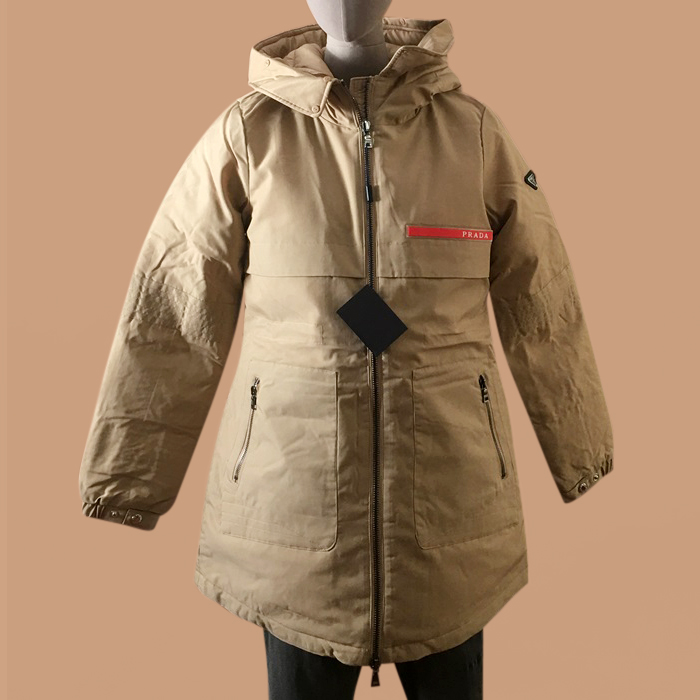 2019  LogoGoose  - プラダレディース LOGO カジュアル グースダウン パディング(s - xl).キャメル