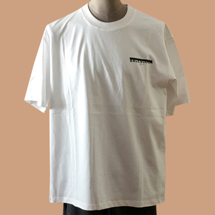 バレンシアガ メンズ クルーネック ホワイト 半袖Tシャツ -  White Short sleeved T-shirts