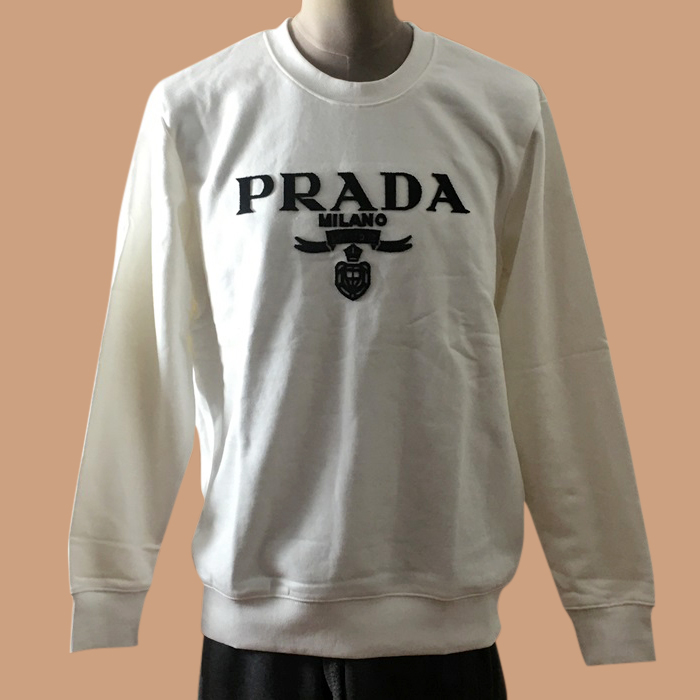 プラダ メンズ クルーネック ホワイト スウェット - White  - pra02822x