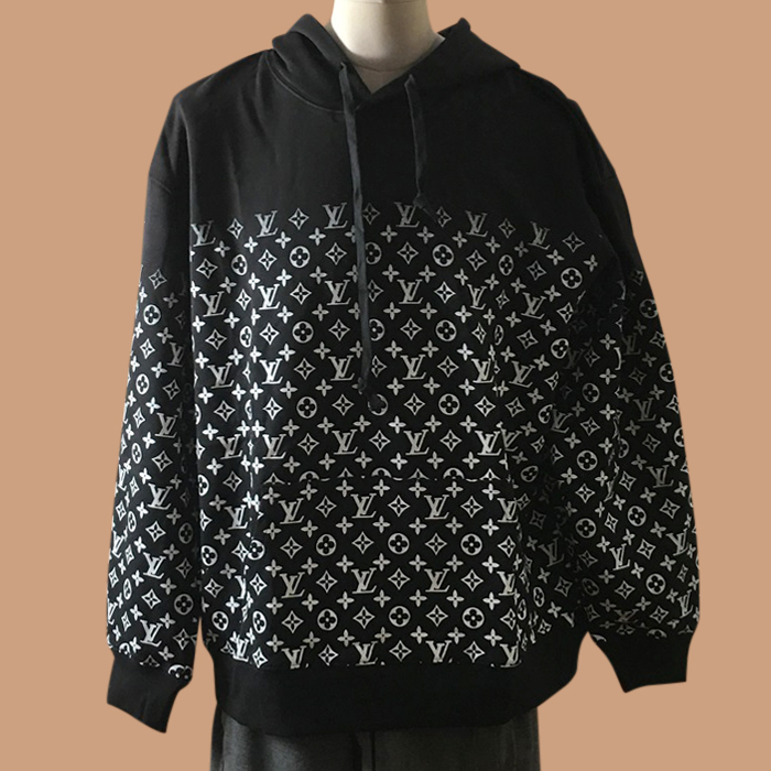ルイヴィトン メンズ ベーシック ブラック フーディーTシャツ -   - lou05322x