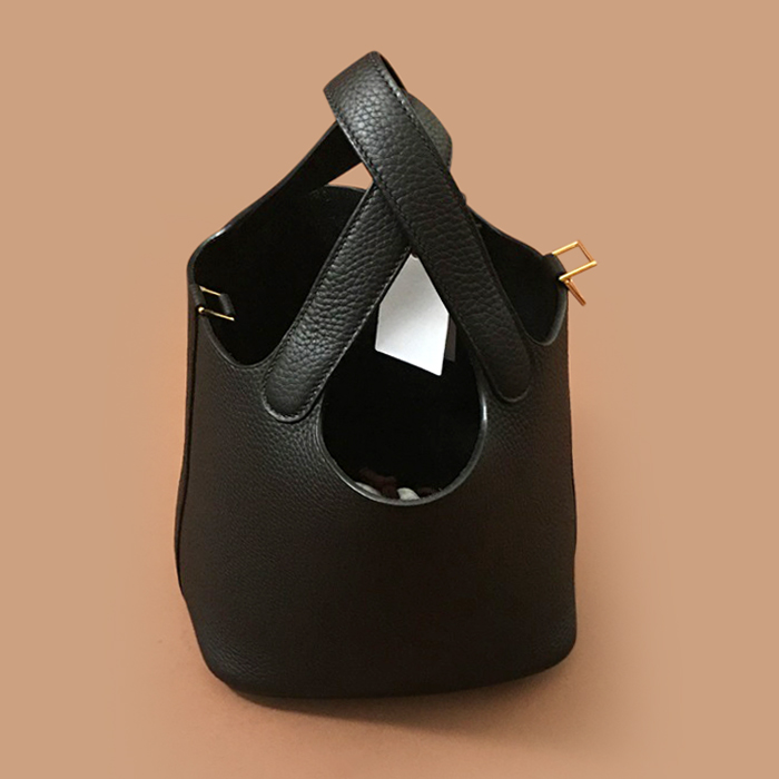  18cm - エルメスレディースレザーバケット トートバッグ,18cm,HERB0842,ブラック