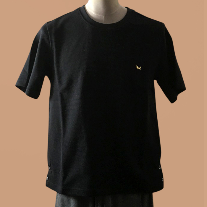 トムブラウン メンズ ブラック クルーネック 半袖Tシャツ -  - thom0617x