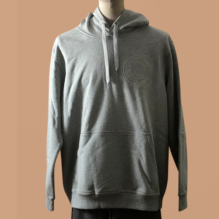 バーバリー メンズ クラシック グレー フーディーTシャツ - Gray  - bur04553x