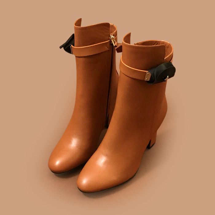   High Heel Boots - エルメスレディースレザーハイヒール ブーツ HERS0207オレンジキャメル