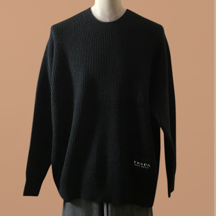 プラダ メンズ クルーネック ブラック ニット - Knits - pra02831x