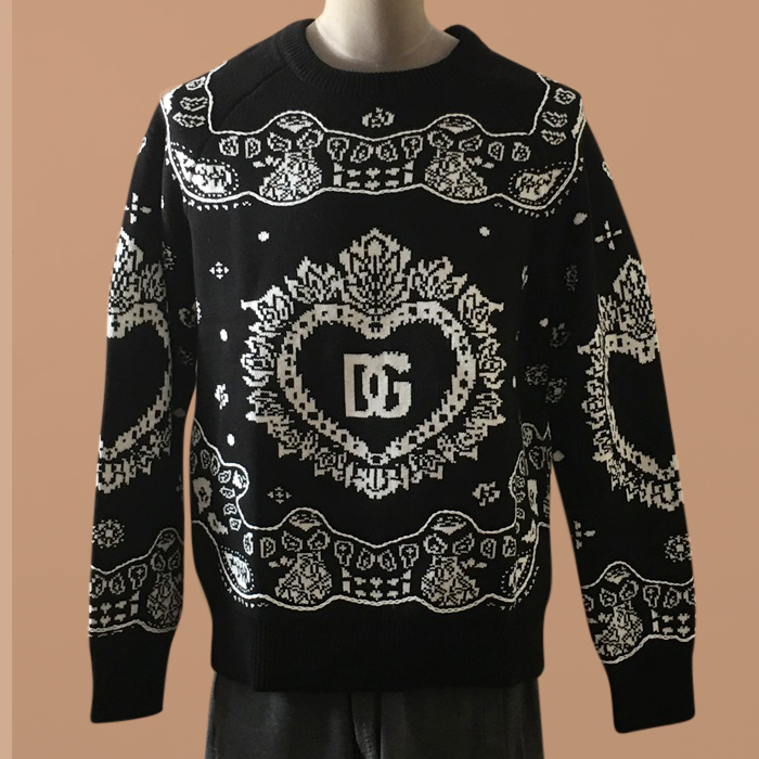 ディーアンドジー メンズ ブラック クルーネック ニット -  Knits - dol0368x