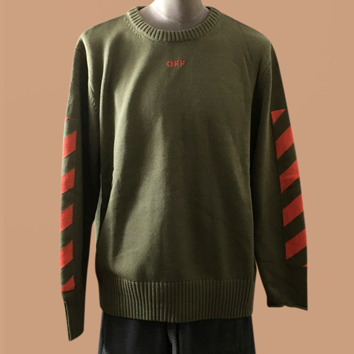 オフホワイト メンズ シグネチャー カーキ ニット -  Khaki Knits - off0853x