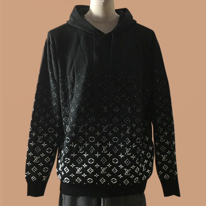 ルイヴィトン メンズ ベーシック ブラック フーディーTシャツ -   - lou05322x