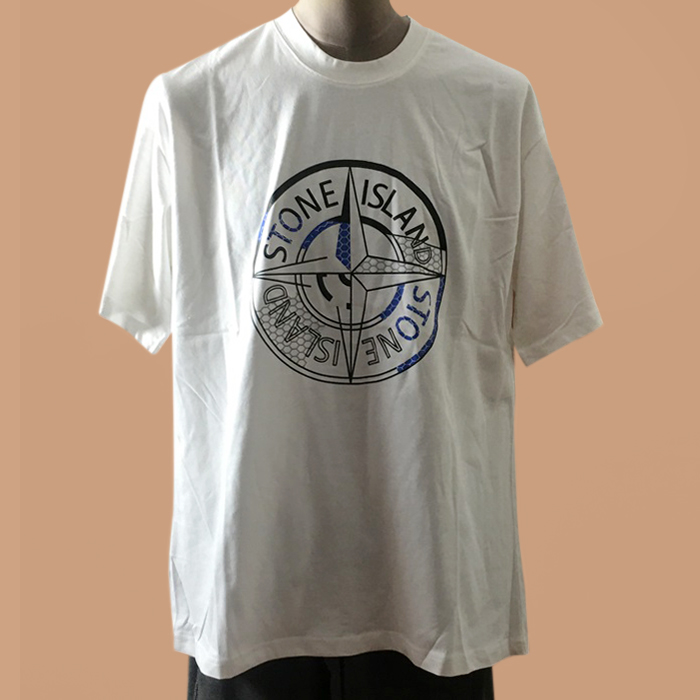 ストーンアイランド メンズ ホワイト クルーネック 半袖Tシャツ - White 