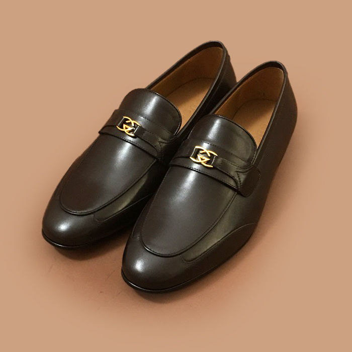 グッチ メンズ イニシャル ブラックローファー -Loafer