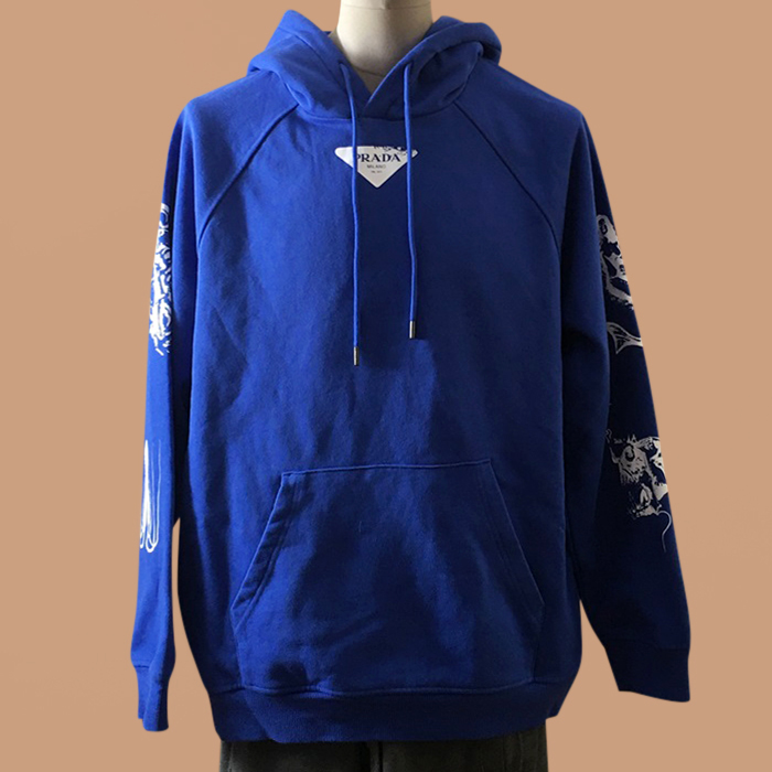 プラダ メンズ カジュアル ブルー フーディーTシャツ -   - pra02884x