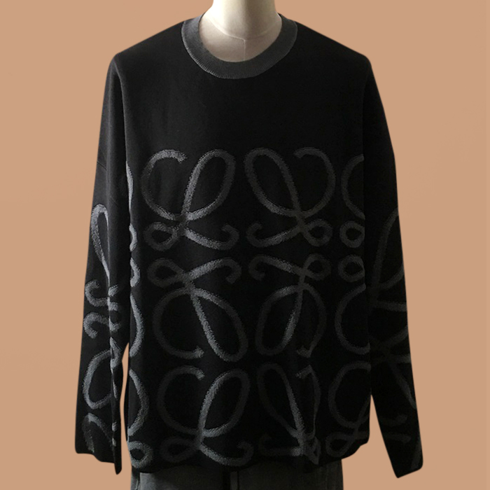 ロエベ メンズ ブラック クルーネック セーター -  - loe0653x