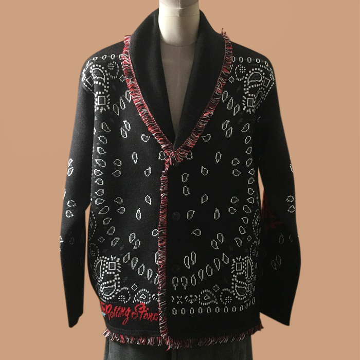 アラヌイ メンズ Vネック ブラック カーディガン - Alanui  - ala001x