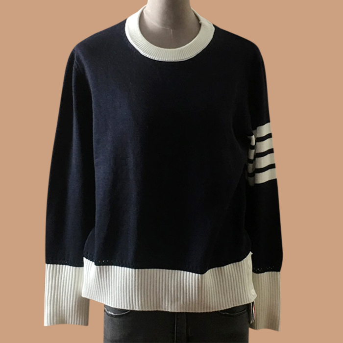 トムブラウン レディース ネイビー クルーネック ニット -  Knits - thom0650x