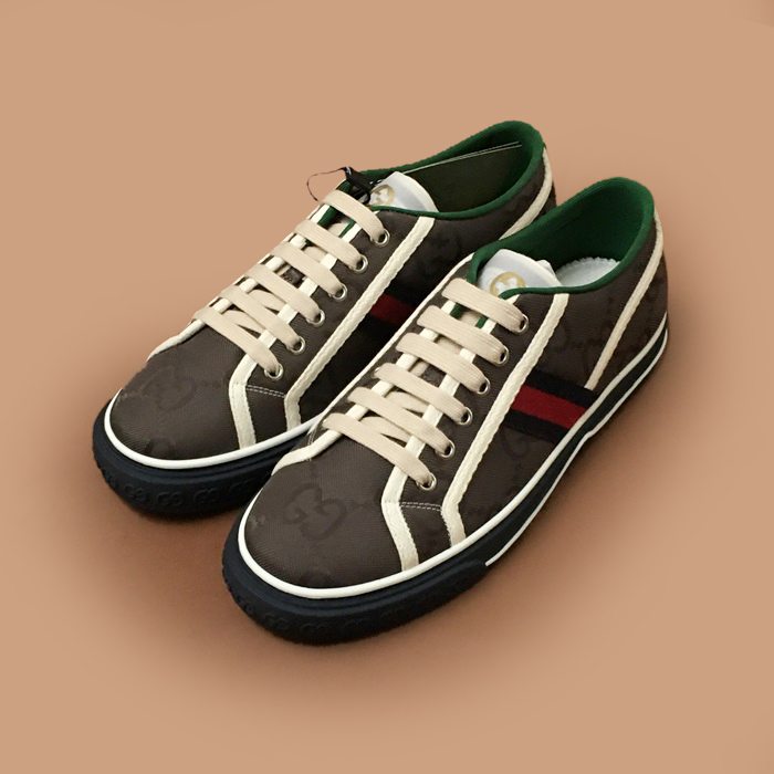 グッチ ユニセックス テニス グレー スニーカー-Gray  - guc04921X