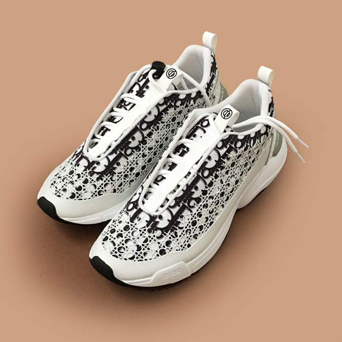    - ディオールメンズレザースニーカー,Sizeホワイト