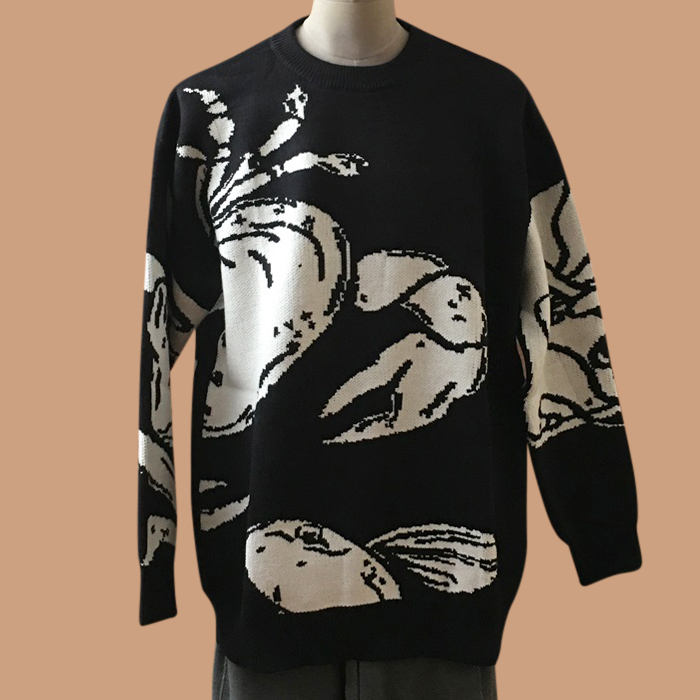 ルイヴィトン メンズ ブラック クルーネック ニット -  