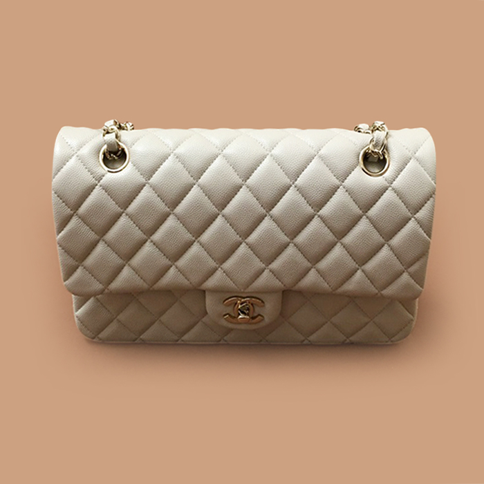 シャネルレディースクリームクラシック フラップバッグ -  Cream Flap - ch24x