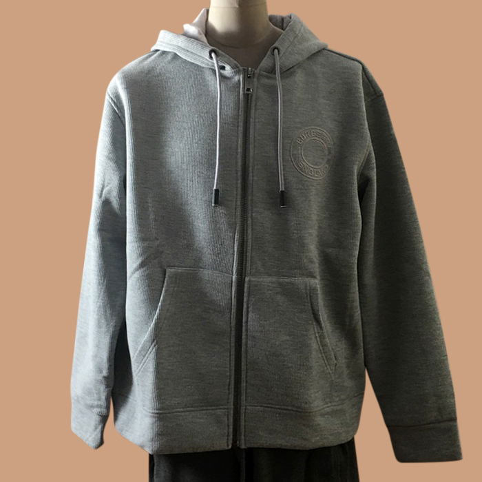 バーバリー メンズ クラシック グレー フーディーTシャツ - Gray 
