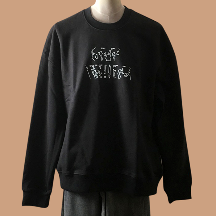    - オフホワイトユニセックス LOGO コットン オーバーサイズ フーディ  Size(s - xl) ブラック