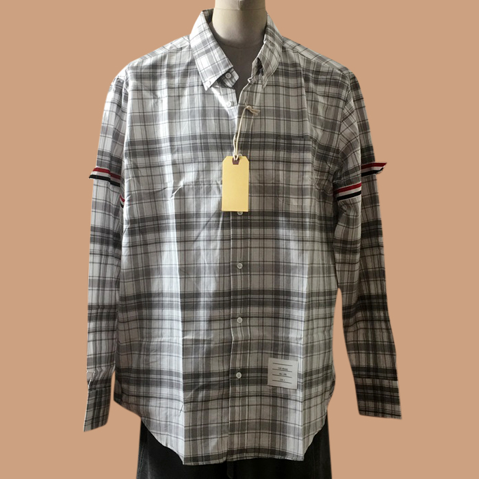 2020 Strap  - トムブラウンメンズ ストラップ コットン シャツ Thom01078x.グレー