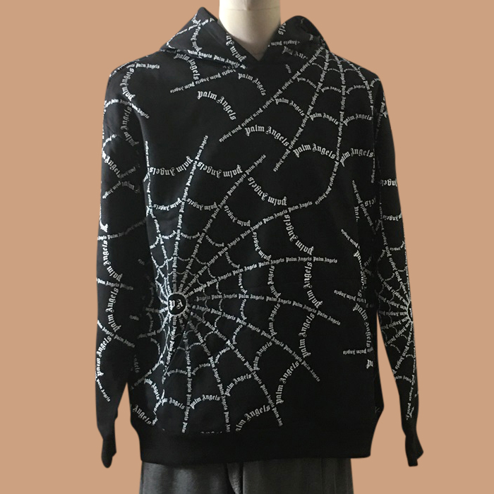 パームエンジェルス メンズ ブラック フーディーTシャツ - Palm Angels  - pam0386x