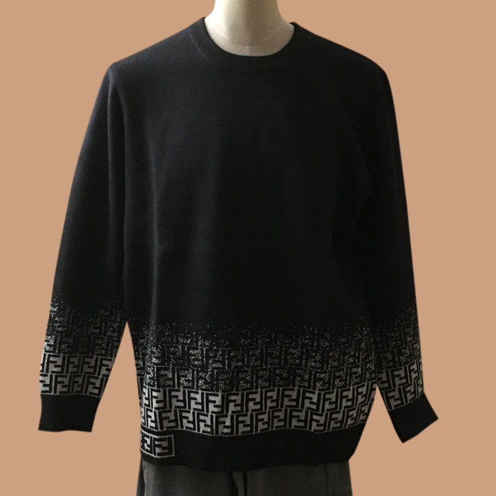 フェンディ メンズ ブラック クルーネック ニット -  - fe07x