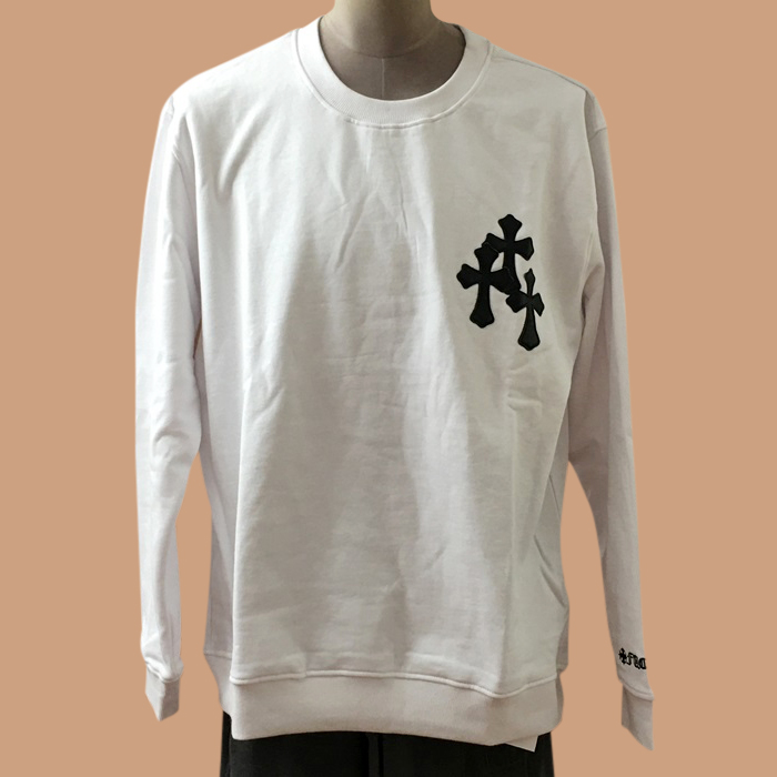   White - クロムハーツメンズ クロス LOGO コットン 長袖Tシャツ  Size(xs - l) ホワイト