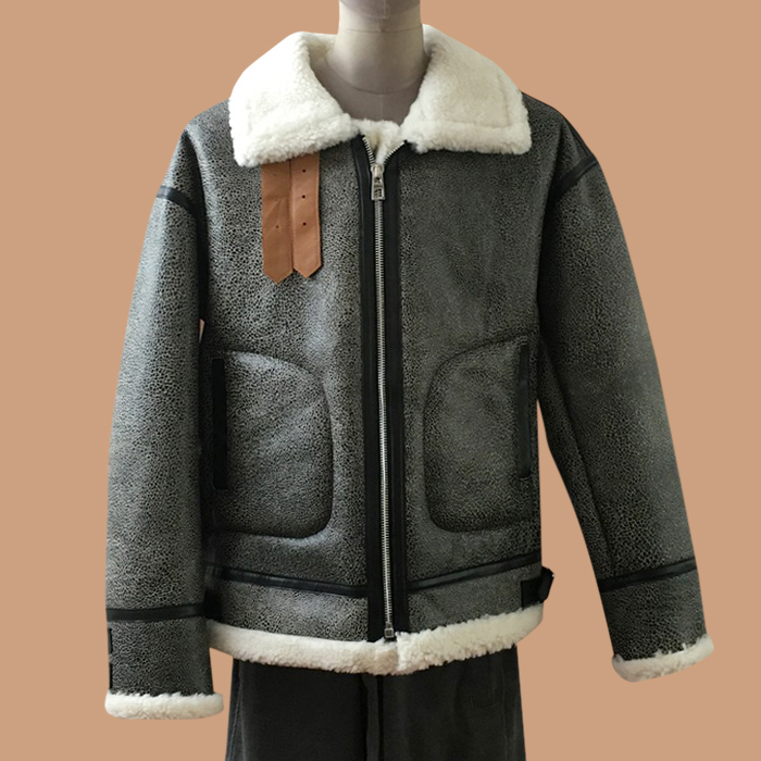 ロエベ メンズ グレー レザージャケット - Gray - loe0668x