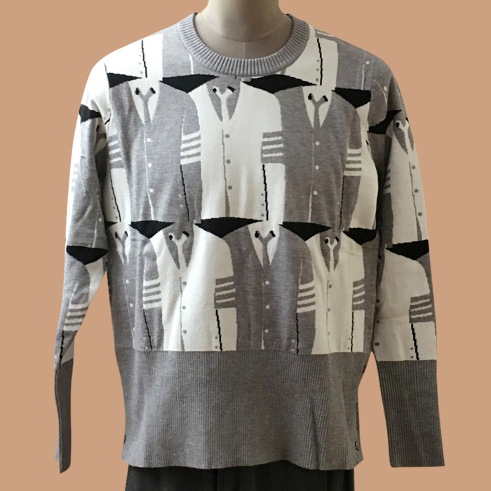 トムブラウン メンズ グレー クルーネック ニット - Gray Knit - thom0646x