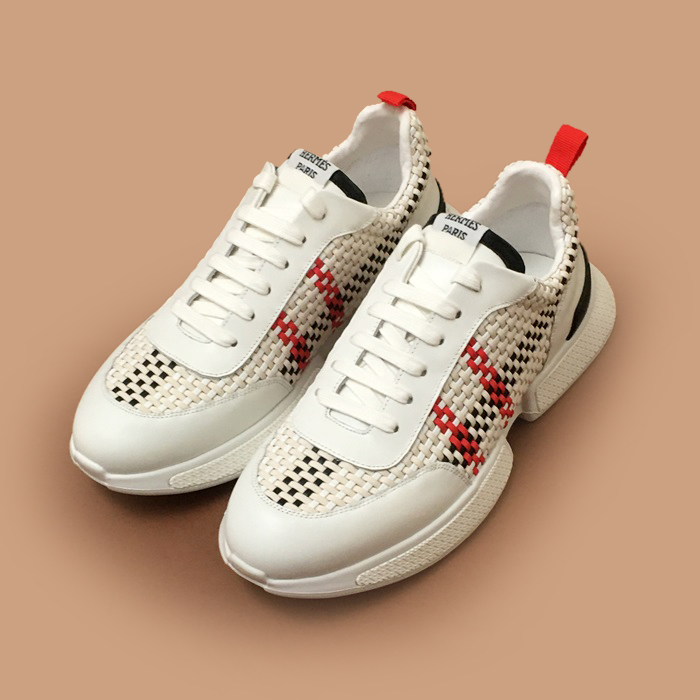 エルメス メンズ クラシック ホワイト スニーカー -  White  - her0907x