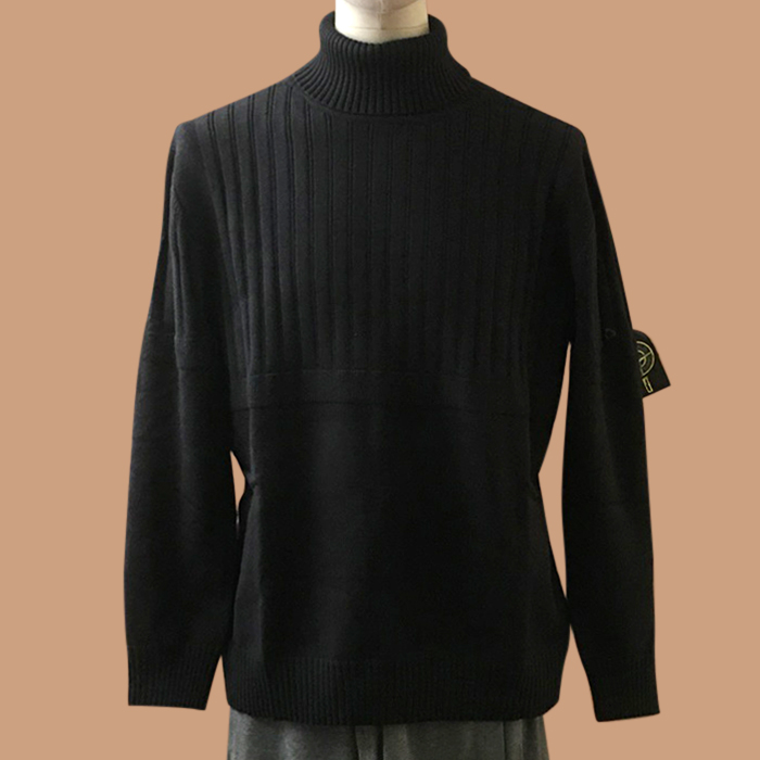 ストーンアイランド メンズ ブラック タートルネック ニット - Knits - sto0521x