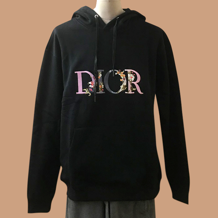 ディオール メンズ ベーシック ブラック フーディーTシャツ - 